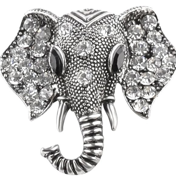 Elephant Brooch Pin Rhinestone Silver Sparkle Dazzle Glam Lucky Asia Geisha Fun - Picture 2 of 3